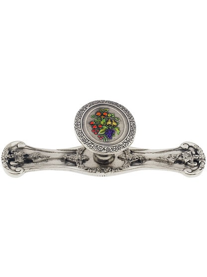 Fruit Bouquet Knob With Fruit Of The Vine Back Plate In Bright Nickel